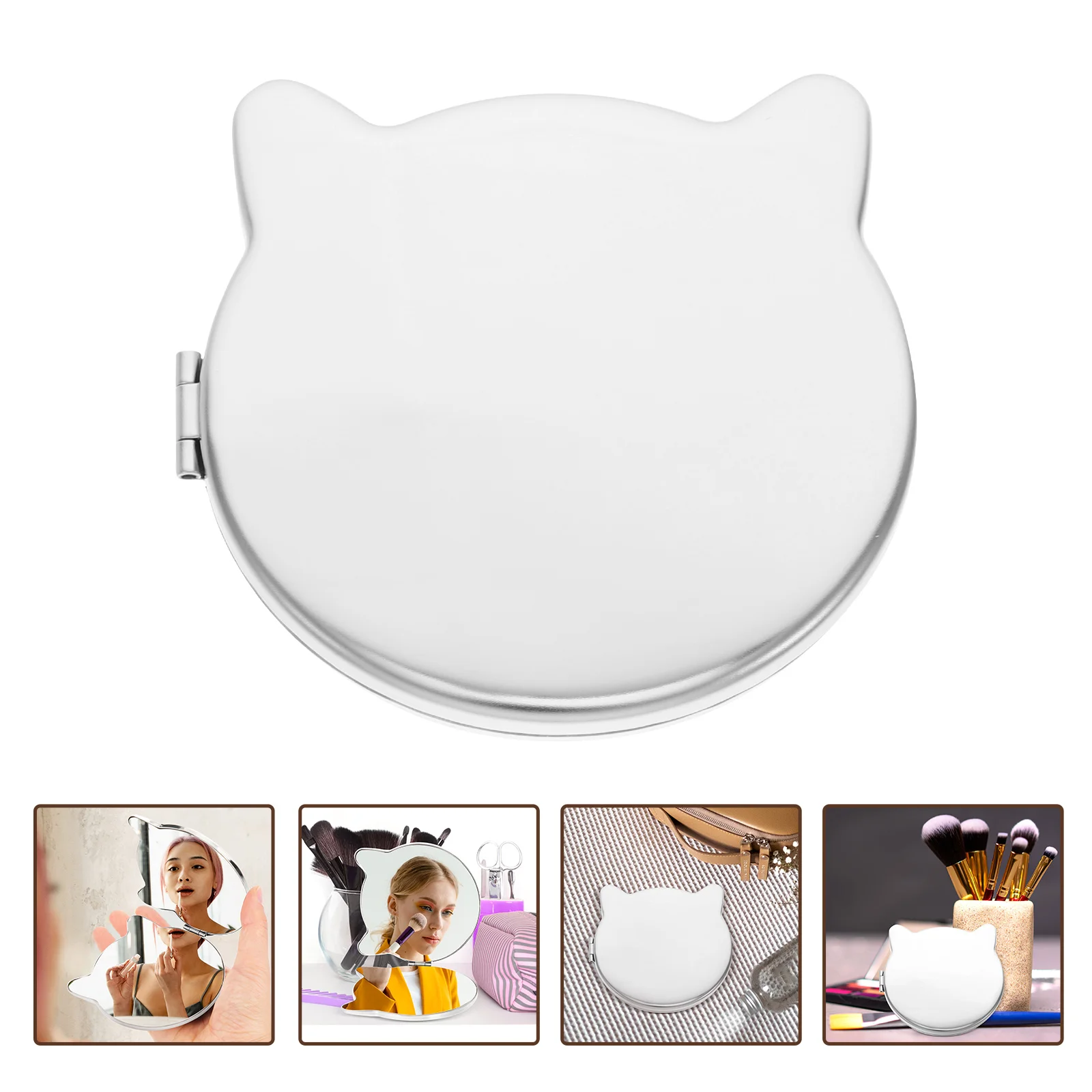 Tragbarer Schminkspiegel wie kompakte Spiegel, Metall, für Reisen, kleine Handschrift, Frau
