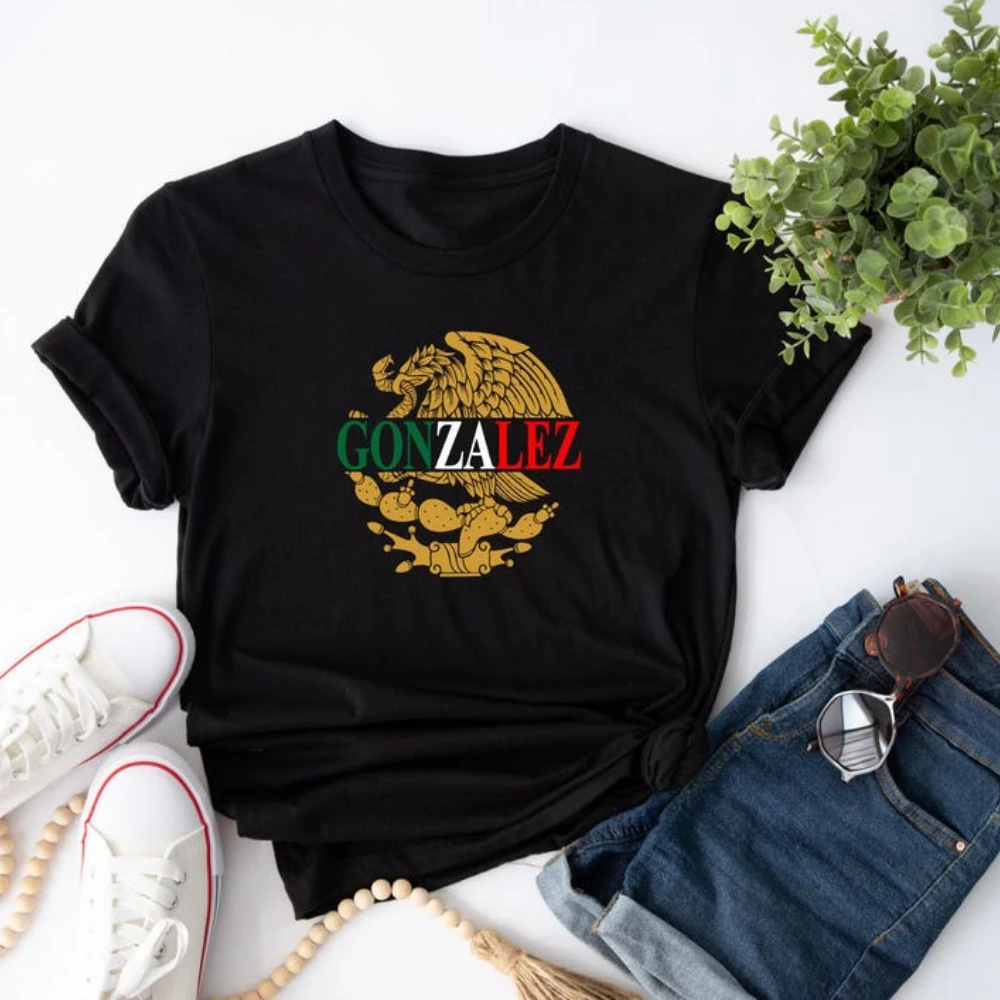 Gonzalez T-Shirt Aguila Mexicana tops Mexican Coat Of Army Tee Camisa Escudo Mexicano Mexico Flag Hispanic Heritage