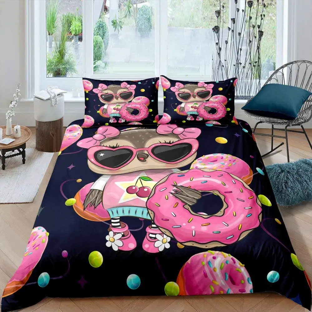 

3D Chocolate Dessert Duvet Cover Set Bed Cover Food Candy Donut Cake Comforter Quilt Cover with Pillowcase for Kids Children Bed