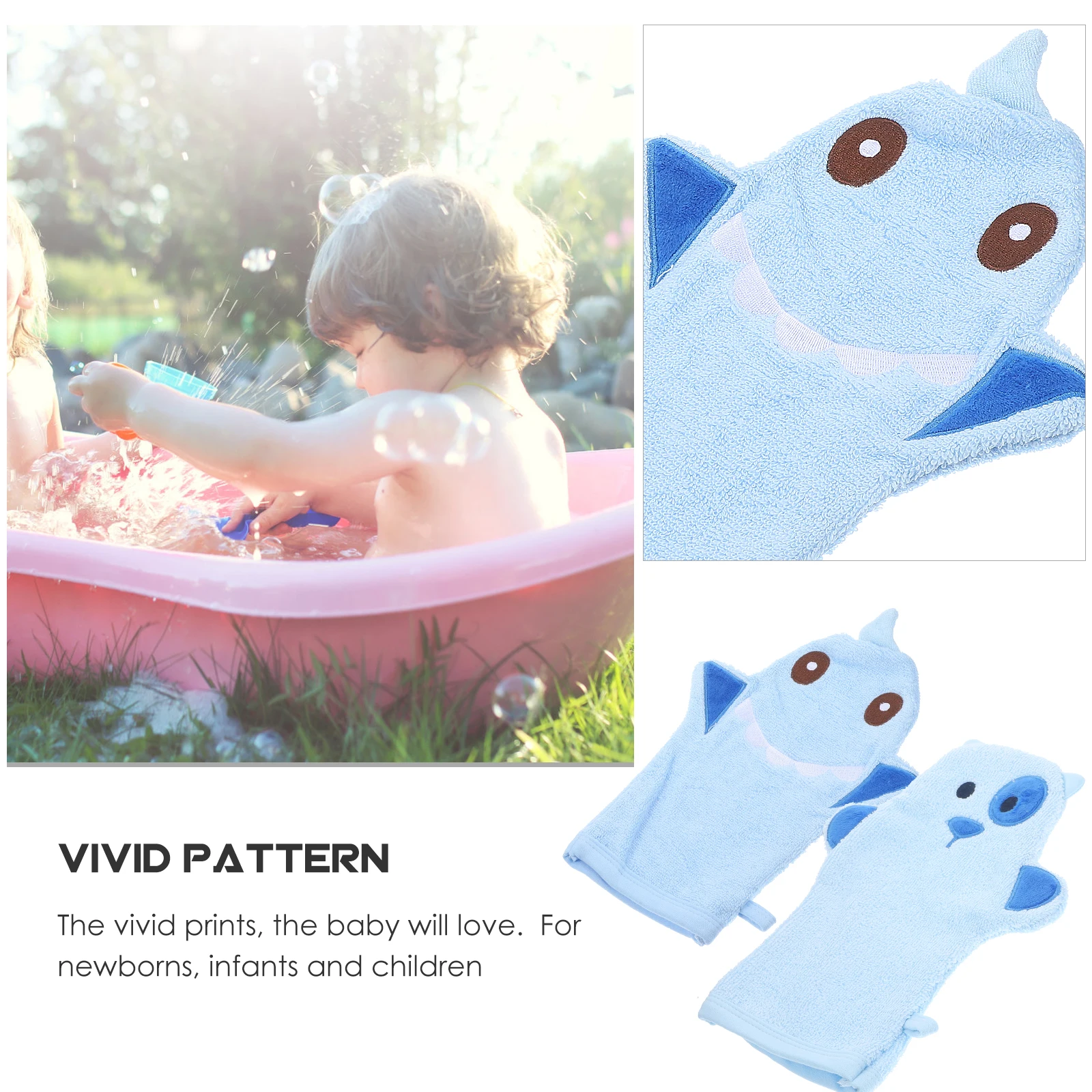 

2pcs Animal Shaped Bath Gloves Kids Cotton Mittens Shower Exfoliating Tool Body Wash Glove Lightweight Newborn Infant Child
