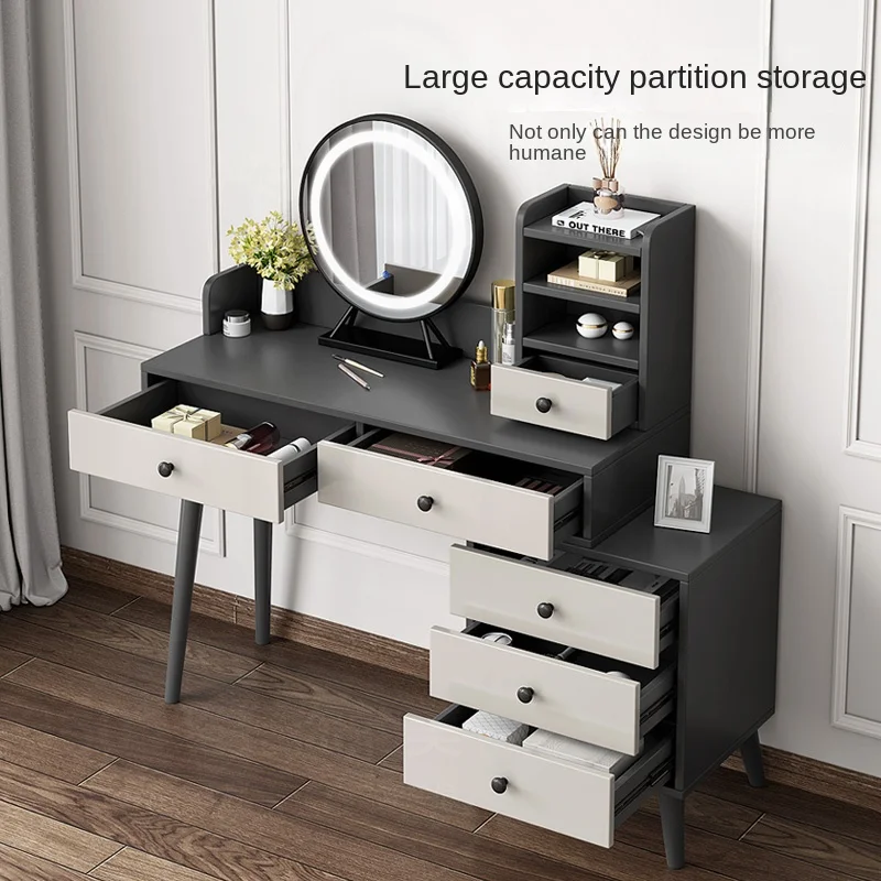 LYN solid wood leg dresser multi-functional storage desk retractable makeup table