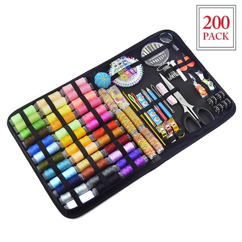 Kit da cucito Set di scatole multifunzione fai-da-te per quilting a mano Cuciture per filo da ricamo Kit di accessori Strumenti per punzonatura ad ago