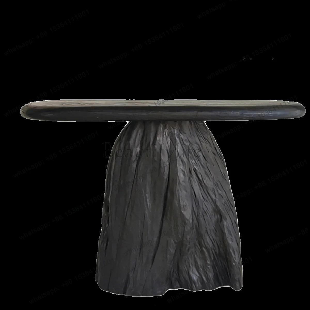 

FG26Medieval style carbon black Xuanguantai retro strip case solid wood wabi sandy wind entry against the wall side view table