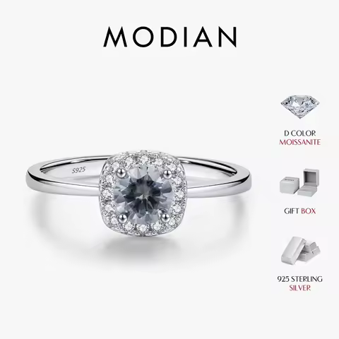 MODIAN D Color Gray Moissanite Rings 925 Sterling Silver Fashion Sparkle Square Halo Ring For Women Wedding Fine Jewelry Gift