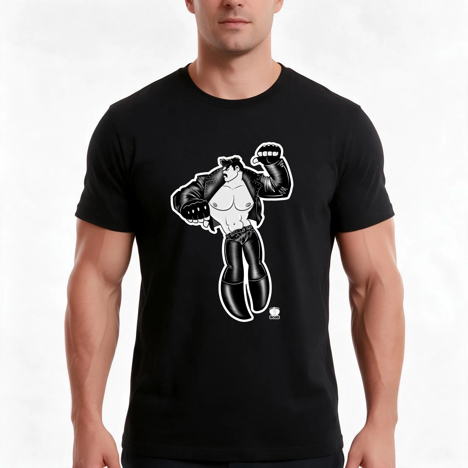 Leather Daddy T-Shirt, Summer Casual Cotton Tee, Oversized Streetwear Tops, Vintage Graphic Print, Loose Fit Short Sleeve