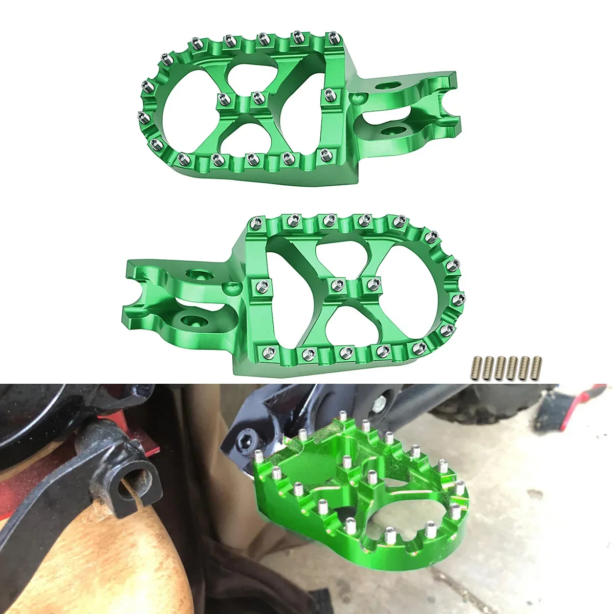 

Motorcycle CNC FootRest Footpegs Foot Pegs Pedals For Kawasaki KX250F KX450F 2006-2021 KX250X KX450X 2021-2023 KLX450R 2008-2013