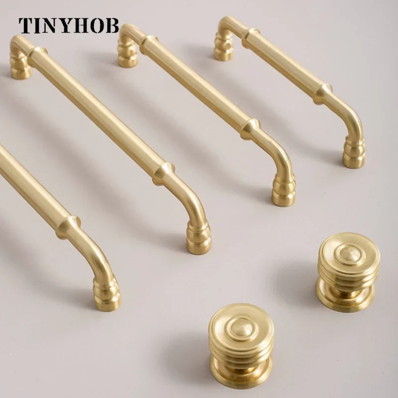 Tinyhob Gold Solid Brass Handles Door Dressers Wardrobe Cabinet Drawer Knobs Closet Bathroom Furniture Handle Hardware