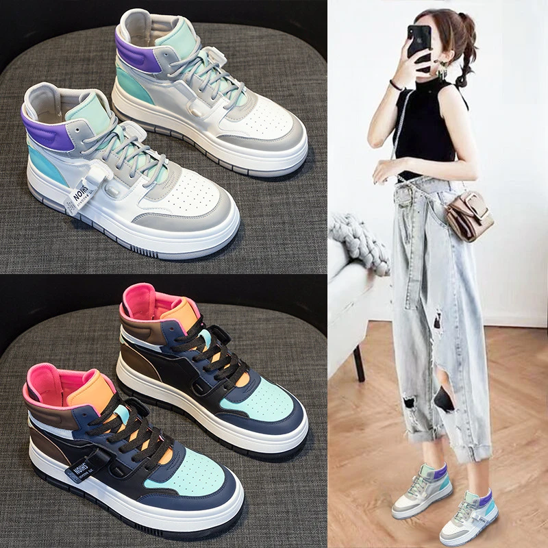 Damen Koreanische Viral High-Top Sneakers 2026 Neu Herbst Winter Vielseitige Flache Weiße Komfortable Freizeitschuhe für den Alltag Modisch
