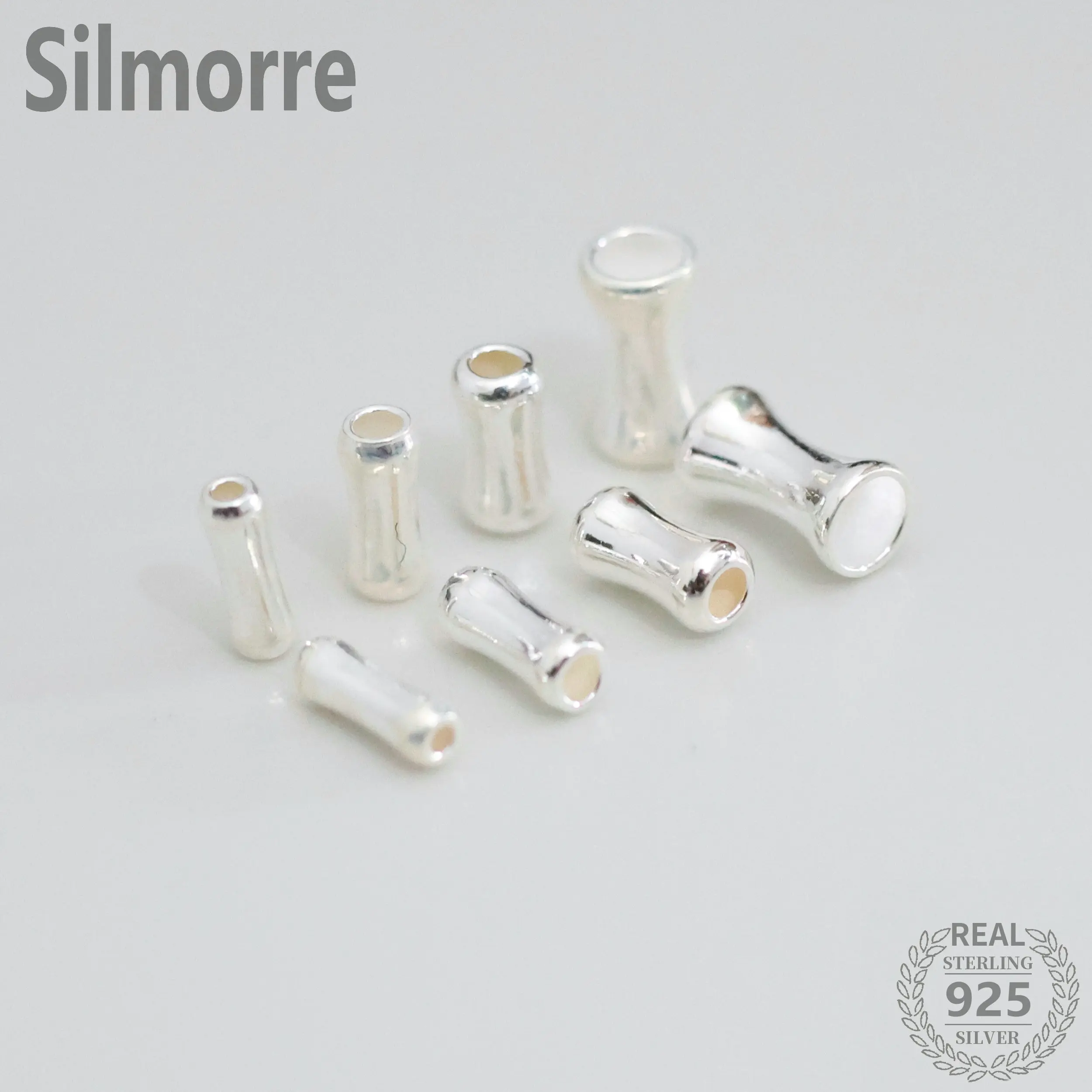 

5pcs 100% Solid 925 Sterling Silver Bamboo Joint Spacer Beads for DIY Bracelet Necklace Making Fine Jewelry Finding JQ0031