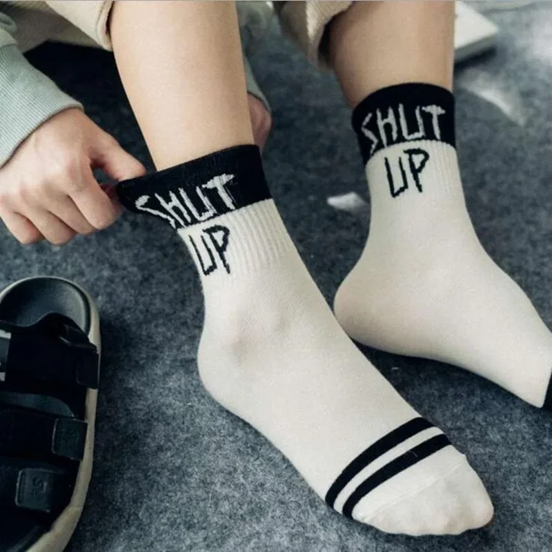 Autumn Winter Unisex Cool Funny Women Cotton Sexy Socks English Letter Street Fashion Men's Cotton Sox Women's Ins Socks Hot Pop