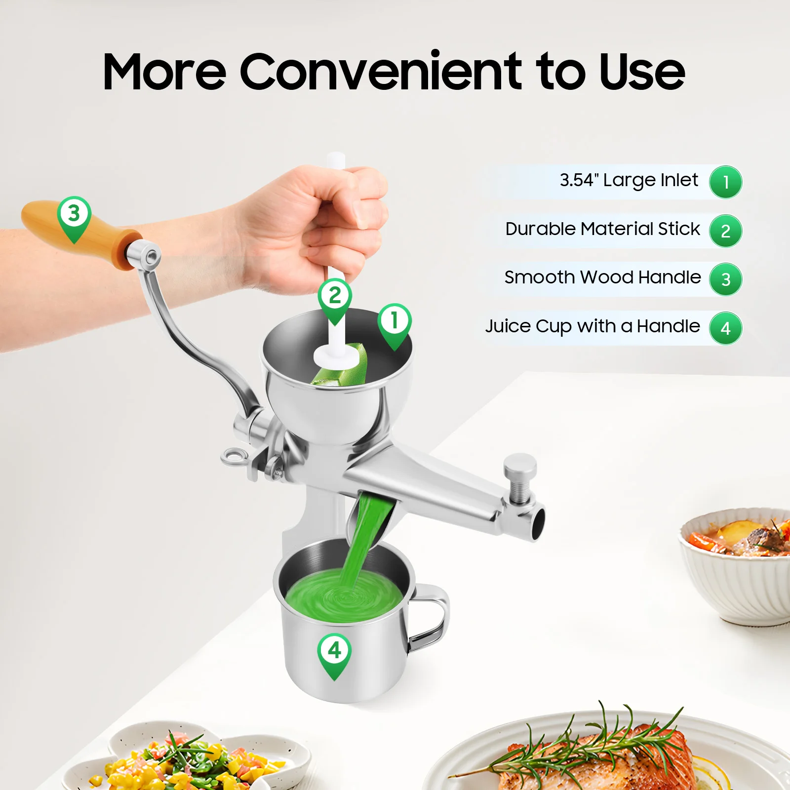 عصارة فواكه وخضروات يدوية، آلة ضغط يدوية، عصارة شتلات القمح لسطح المكتب لعصير عشبة القمح والخضروات