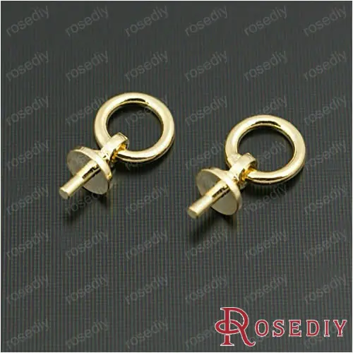 (JM6860)Wholesale Length 11mm Circle 6*1mm Pin 0.9mm High Quality Gold-Plated Copper Pendant Caps Diy Jewelry Findings 10 pieces