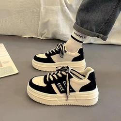 Platform Sneakers Women Fashion White Tennis Student Shoes Mixed Color Shoelaces Breathable Casual Vulcanized Shoes for Women