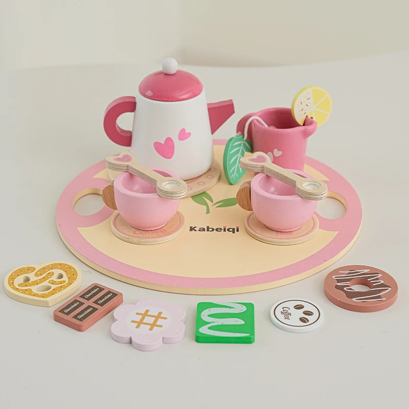 Wooden Tea Set For Little Girls Wooden Toys Toddler Tea Set Play Kitchen Accessories For Kids Pretend Play Food Tea Party Toys
