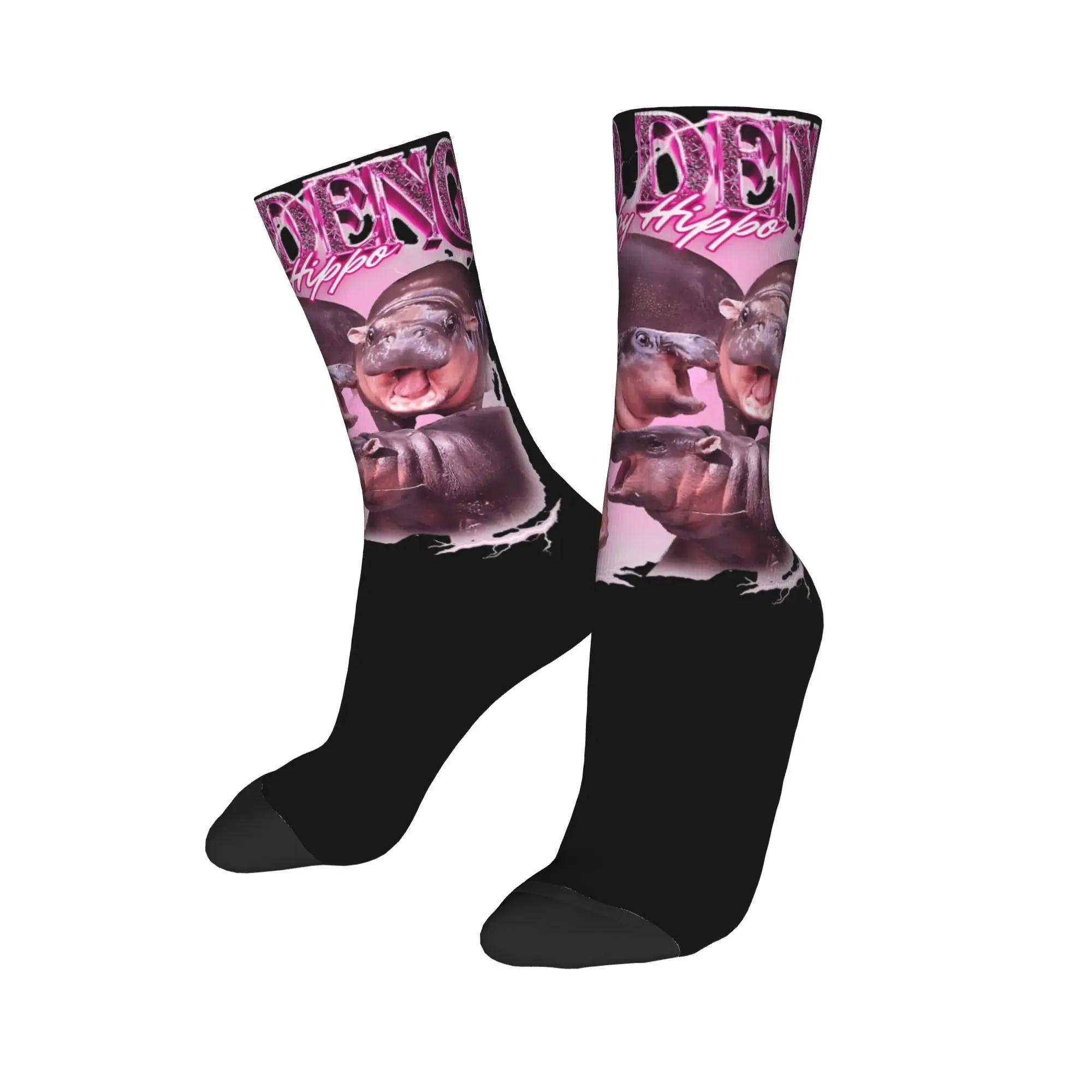 Unisex Moo Deng The Famous Thai Baby Pigmy Hippo Bootleg Socks Breathable Home Dress  Socks Best Gift Idea