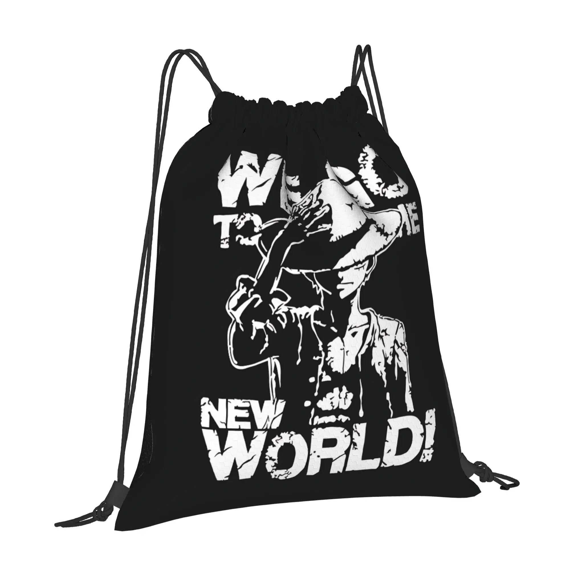 bag Pouch One Piece Anime Luffy  Drawstring Bags Shopping Pouch Print Backpack Boy Girls School Shoe Bag