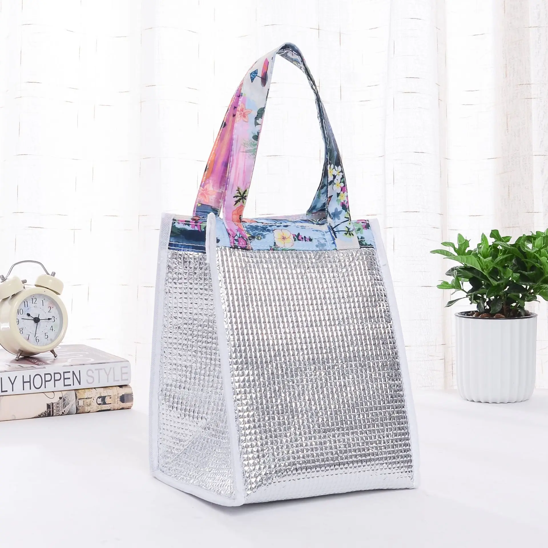 Insulated Lunch Box Men Women Travel Portable Camping Picnic Bag Flower Print Cold Food Cooler Thermal Bag Handbag