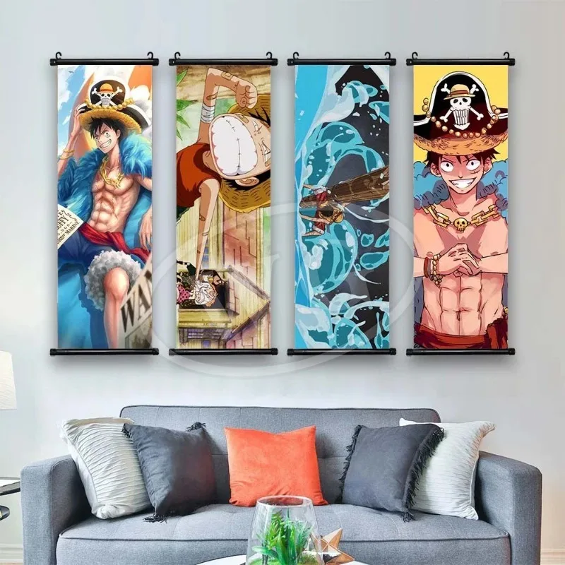 

One Piece Anime Poster Luffy Canvas Painting Sun God Nika Art Print Mural Hanging Scroll Luronoya Solon