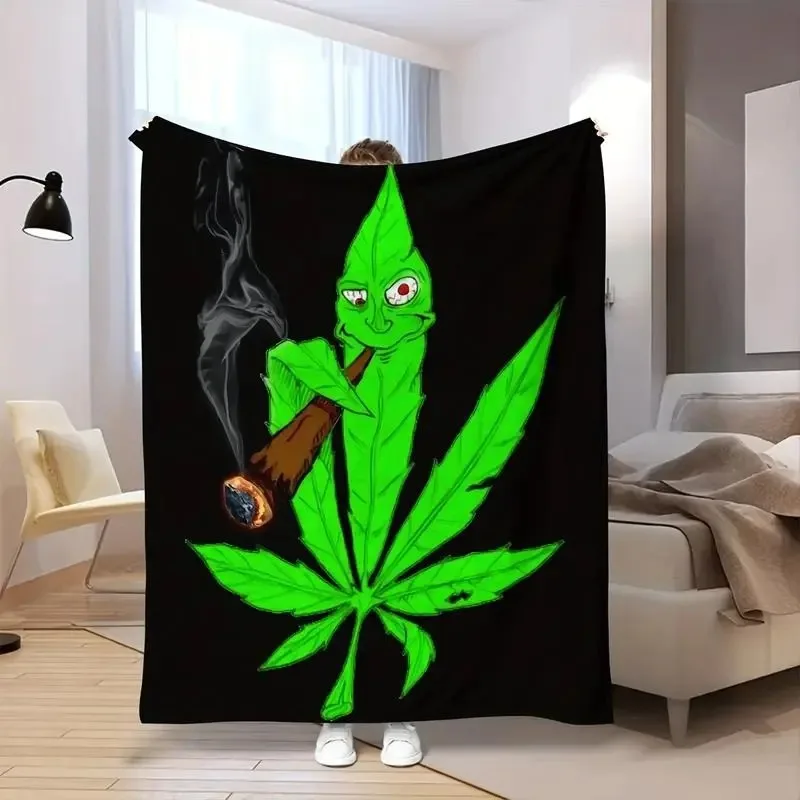 Customize Dank Weed Cigar-Themed Blanket Soft Funny Throw Blanket Cozy Lightweight Plush Portable Cover Blanket For Sofa,Warm Gi