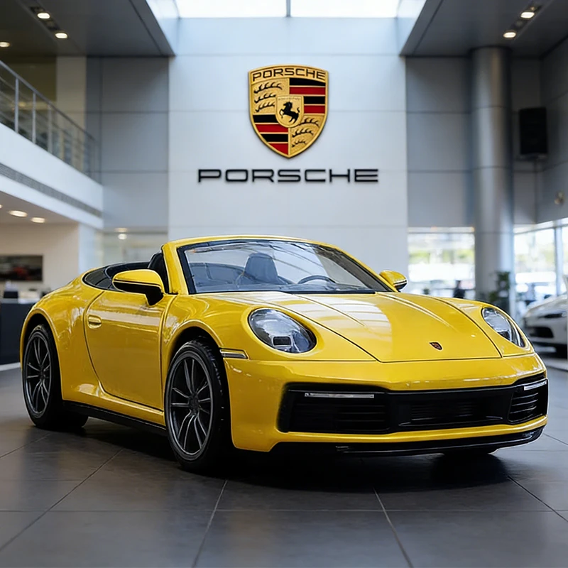 

1:32 Porsche 911 Carrera Cabriolet, модель мышечного автомобиля из сплава, звук и свет, детская игрушка, коллекционные предметы, подарок на день рождения