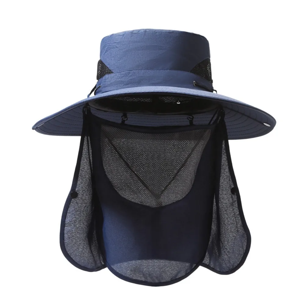 Modischer Sonnenhut mit 360-Grad-Schutz, breiter Krempe, Sonnenschutz und Schattierung, Strandkappe, Anti-UV, abnehmbare Gesichtsmaske, Fischerhut, Herbst