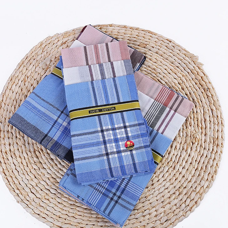 Lenço Multicolor Plaid Stripe para Homens e Mulheres, Toalha Peito, Lenços, Lenços, Bolso, Festa de Casamento, Negócios, 12Pcs