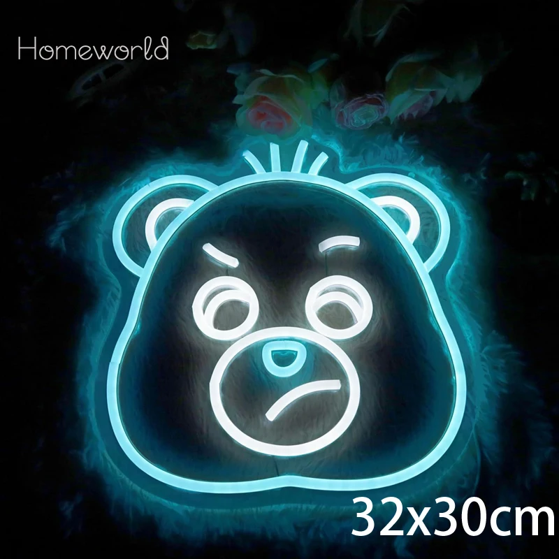 الدب النيون أنيمي الكرتون Led أضواء المنزل جدار ديكور فني للأطفال الفتيات المراهقين غرفة نوم غرفة الألعاب بار البيرة نادي علامات #2