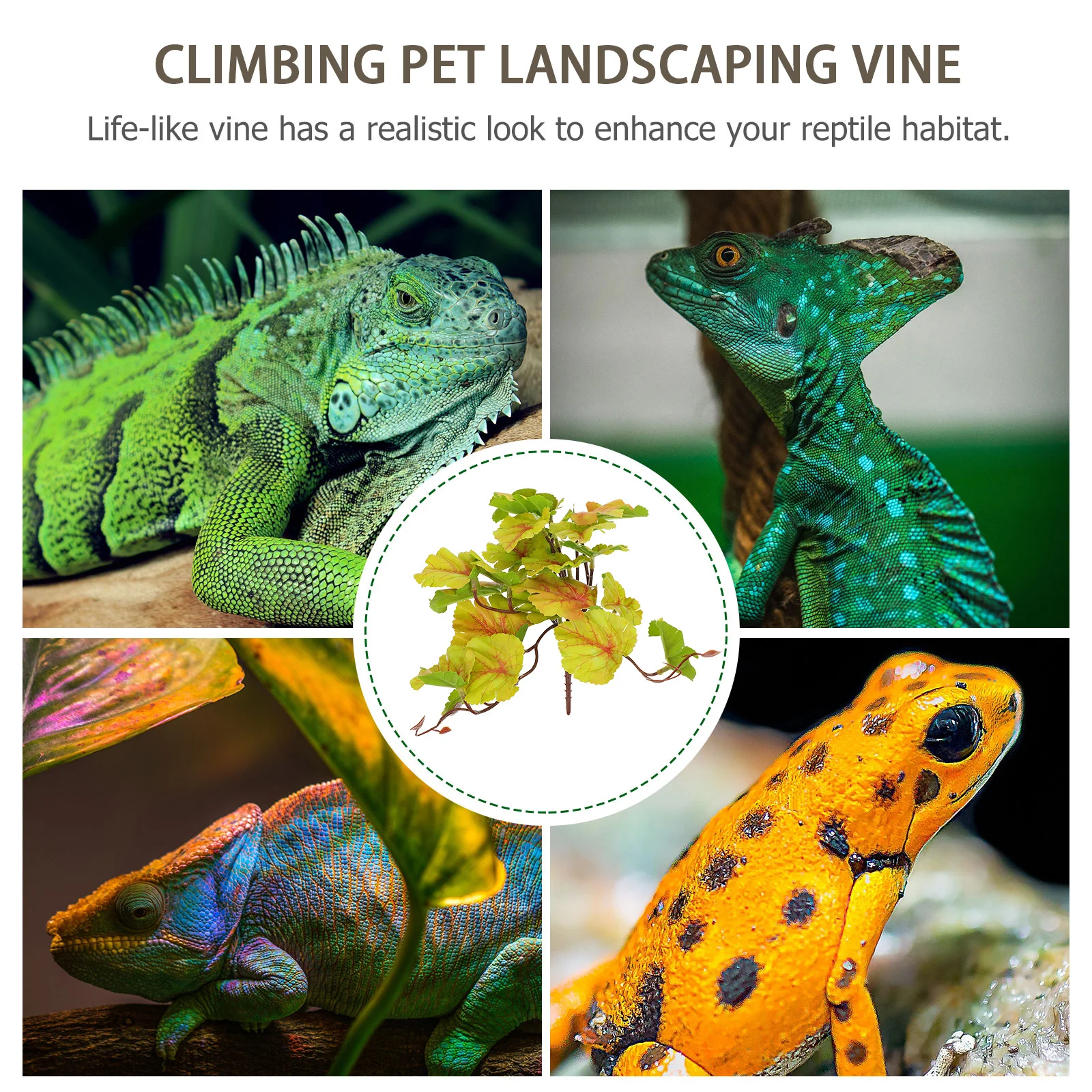 

2pcs Simulation Plants Decor For Reptile Case Durable Landscape Supplies Natural Hiding Spots Easy Clean Reptile Habitat