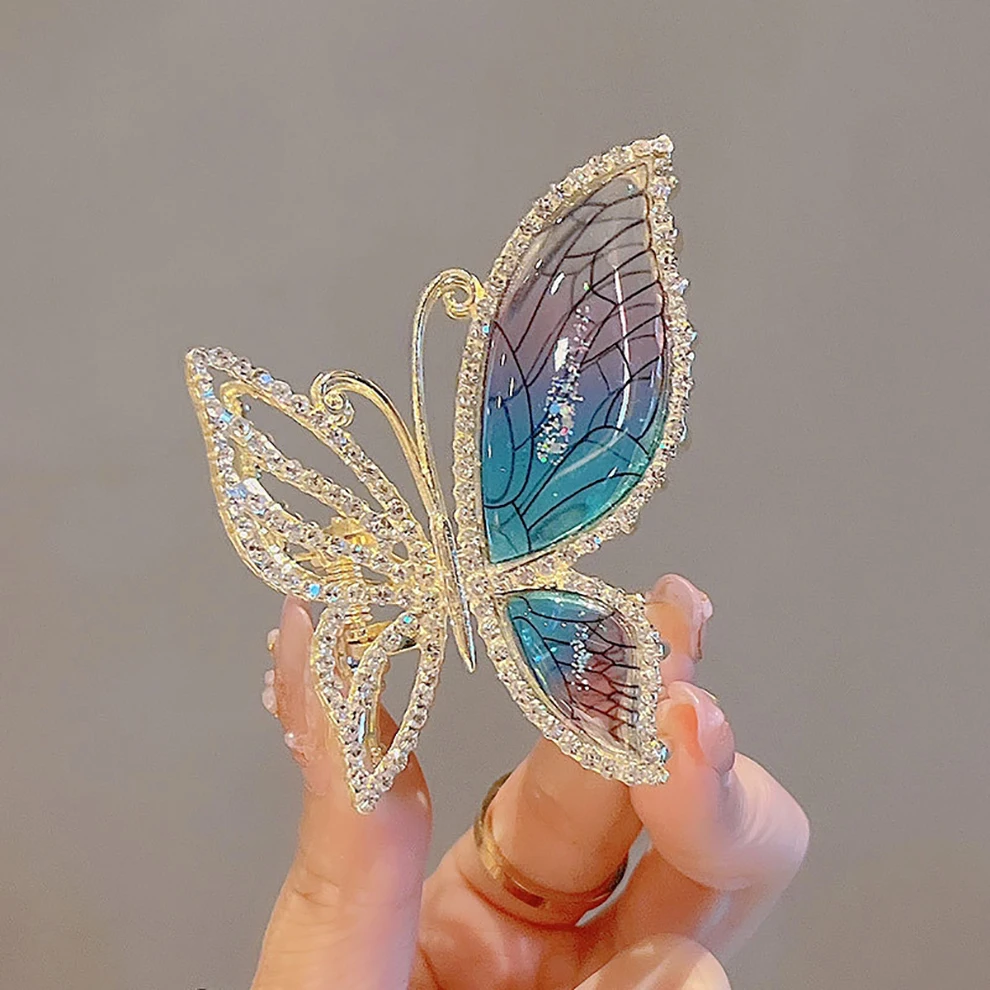 Simulation Butterfly Hair Clip For Women Fashion Rhinestone Metal Hair Claw Barrettes Hairpin Hair Accessories Headwear