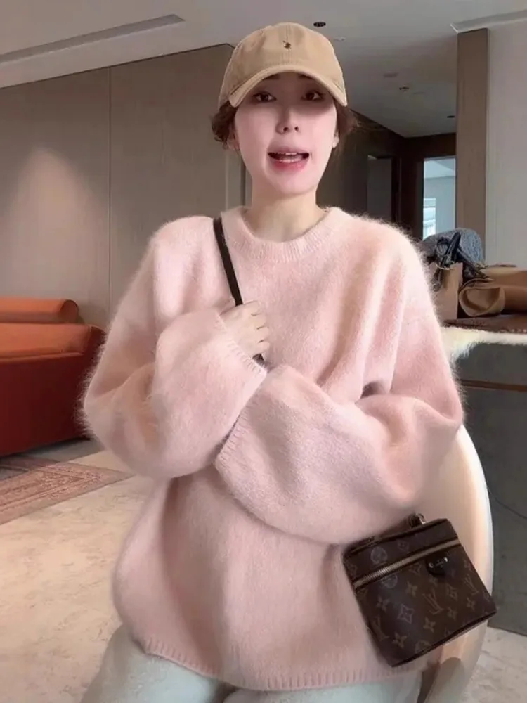 

Korean Sle round Ne Knitwear Women's Loose Comfortable Autumn Winter Faion Slimming Top Trendy Commute Sle Long Sve