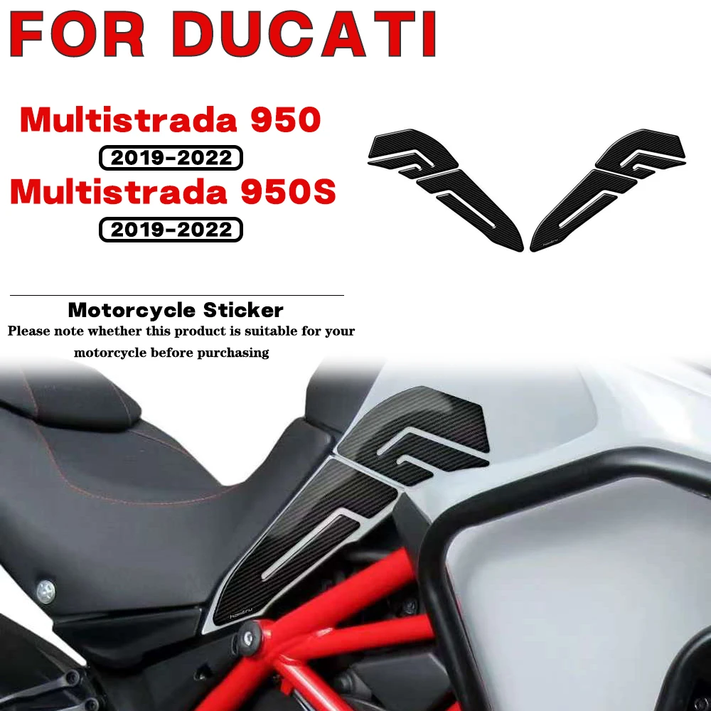 

For DUCATI Multistrada 950 950S 2019 2020 2021 2022 Motorcycle Side Fuel Tank Pad Knee Decal Protection Sticker 3D Carbon