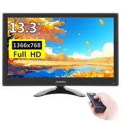 Portable Monitor 13.3 inch 1366x768 TFT Panel LCD Display Secondary Monitor With Remote Control VGA BNC USB For Switch Laptop