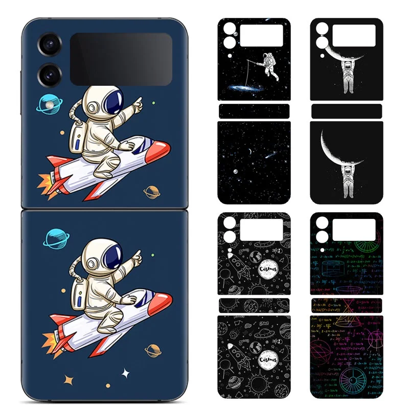 

Colorful for Samsung Galaxy Z Flip 5 4 3 Astronaut Decal Skin Back Protector Film Cover Flip5 Spaceman Wrap Personal Stickers