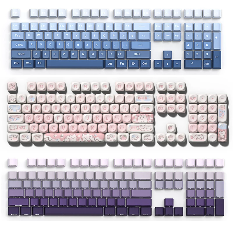 Durchscheinende mechanische Tastatur-Tastenkappen mit Farbverlauf aus PBT und seitlich graviertem, personalisiertem Design für den universellen Einsatz