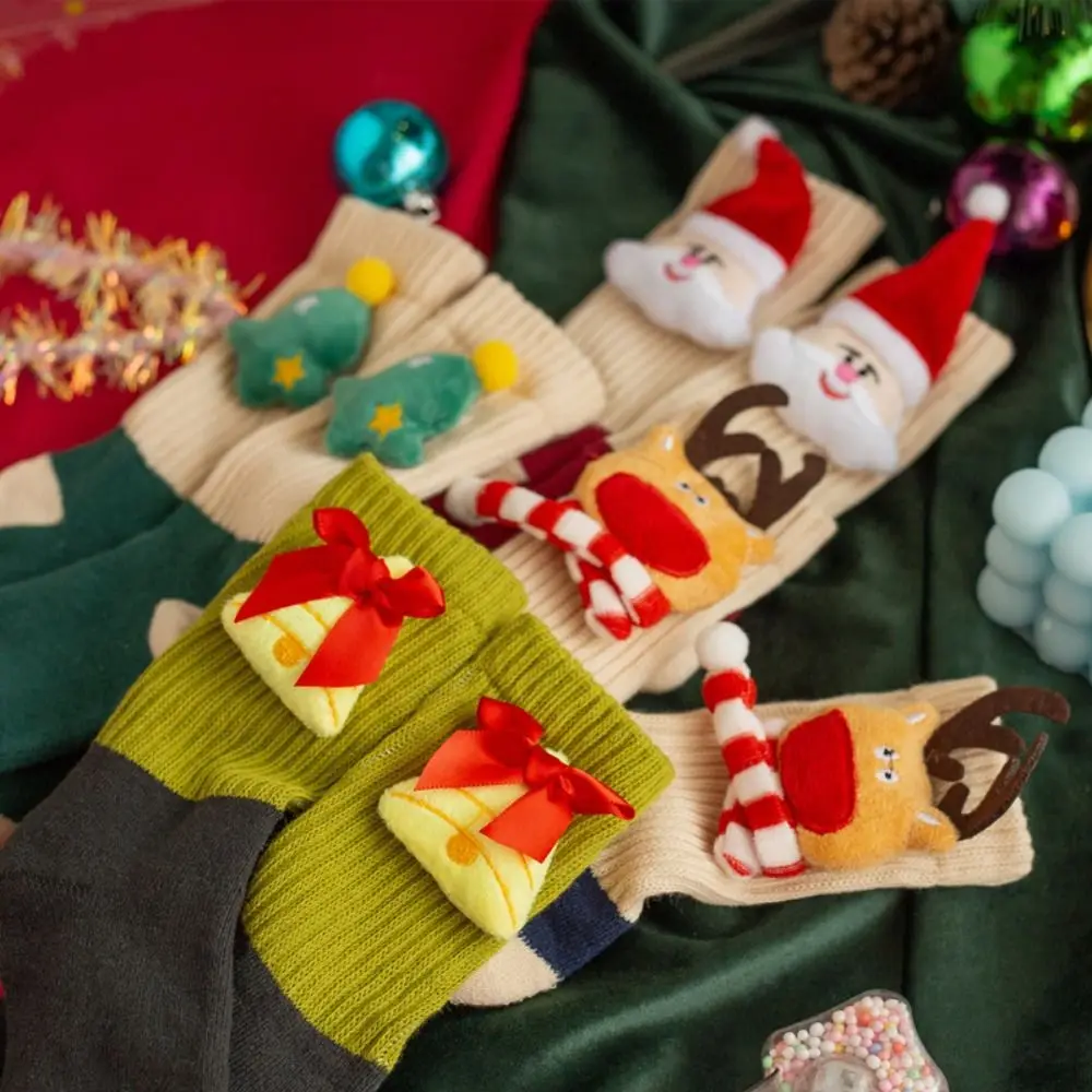 Comfortable Cotton Children Christmas Socks Santa Claus Elk Cartoon Hosiery Christmas Tree Korean Style Mid-Tube Socks Kid