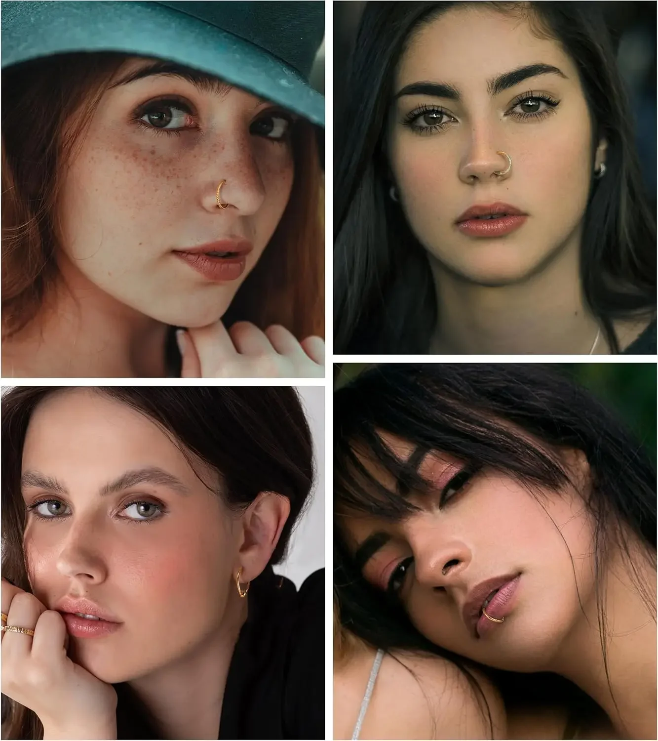 6 قطعة خواتم الحاجز الجراحية الصلب الأنف خواتم الأطواق للنساء الفرس متمحور الجزء اللولب الغضروف القرط الشفاه ثقب المجوهرات #5