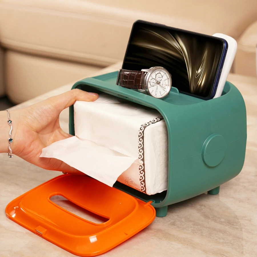 Tissue Box Desktop Kitchen Napkin Storage Container Living Room Paper Holder Storage Box For Home Office Tissue Tray view 4