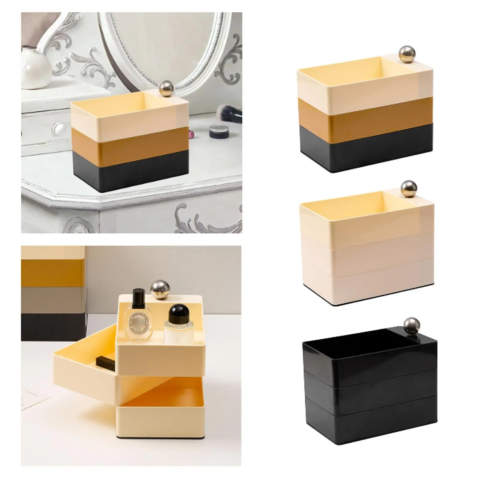 Rotating Jewelry Box 3 Layer Jewelry Organizer Versatile Lightweight Display Case for Brooches Home Use Beads Ear Studs