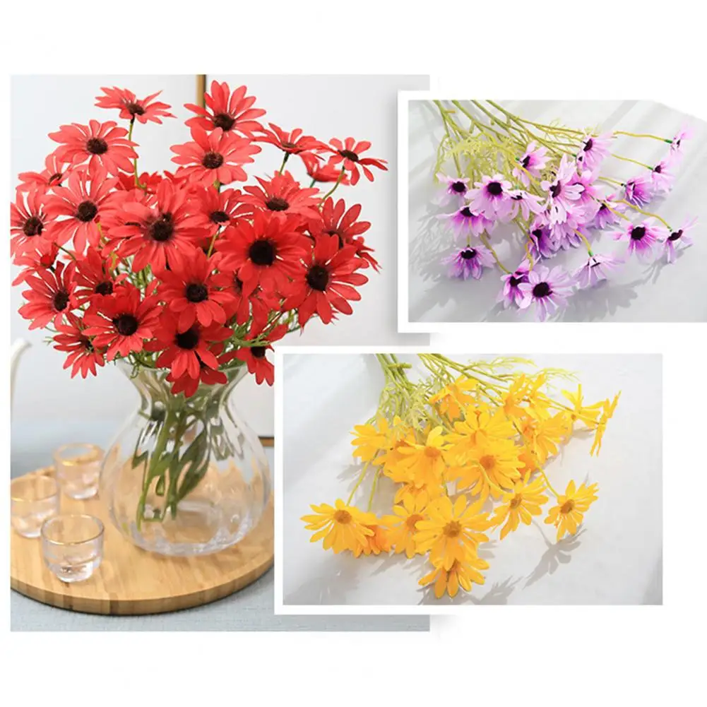 

Artificial Flowers Chrysanthemum Bouquet 2 or 5 Stems 21 Inch Realistic Silk Plastic Simulation Design UV Resistant Fade Proof F