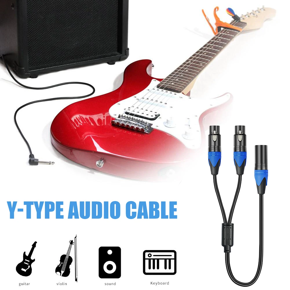 50cm XLR Splitter Cable XLR Female To Dual XLR Male Y Splitter Mic Cable Microphone Splitter Cord for Amplifier Mixer
