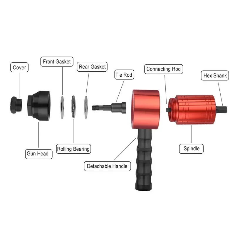 Pistola remachadora para tuercas de remaches, se puede utilizar en modo Manual y eléctrico M3 ~ M8, taladro para remaches inalámbrico, adaptador