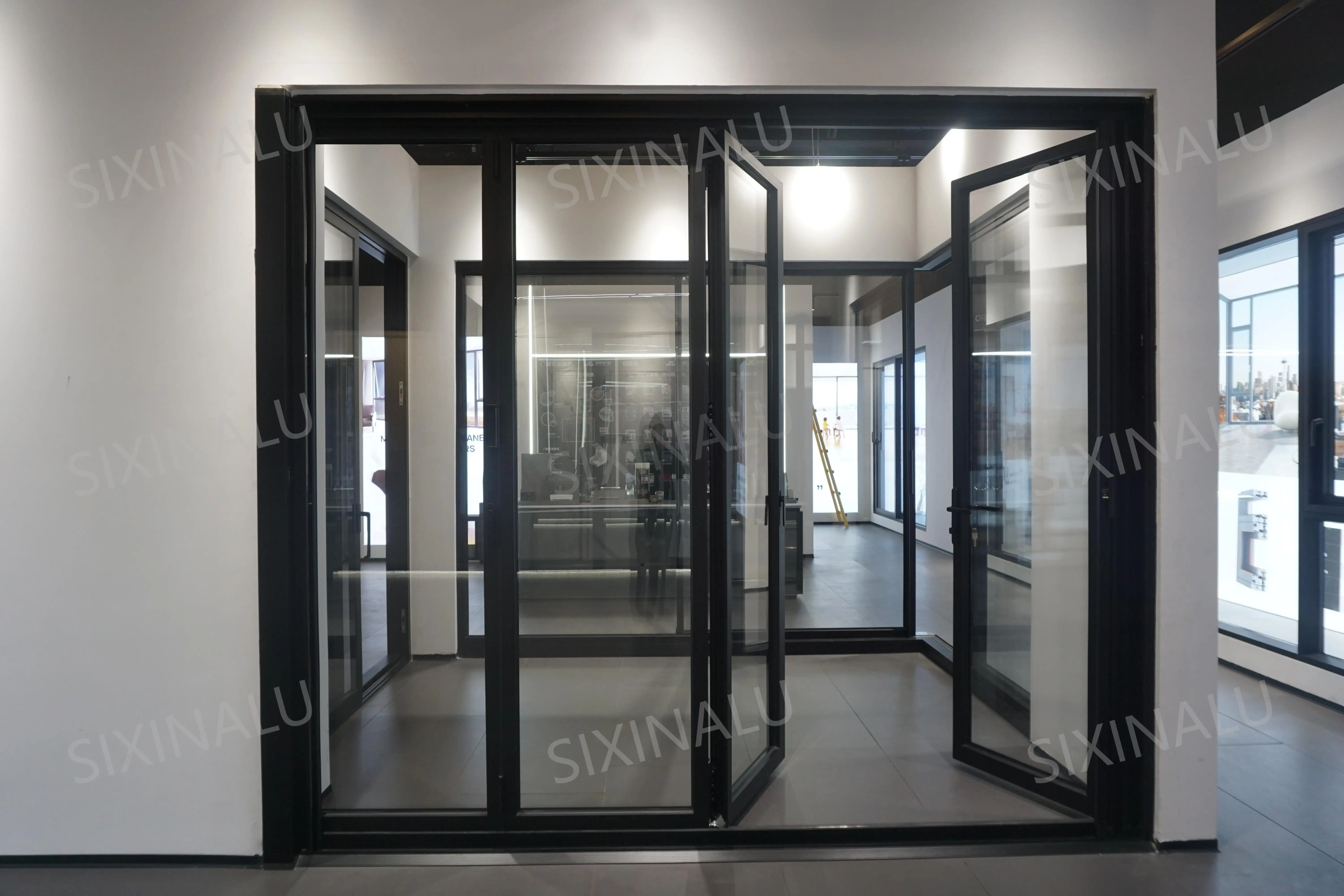 Villa Folding Sliding Doors 2.91x2.2m Size Interior Modern Design Aluminium Glass Folding/Bi-fold Door Balcony Sliding Doors