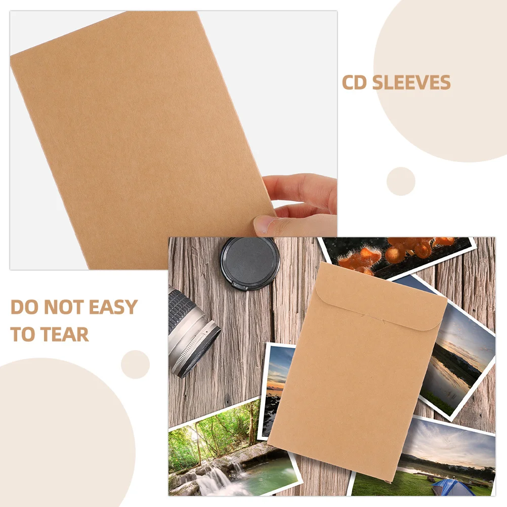 

100Pcs Paper Cd Dvd Sleeves Protective Kraft Envelopes for Long Term Storage Organizers for Home Office Cinema Collectors