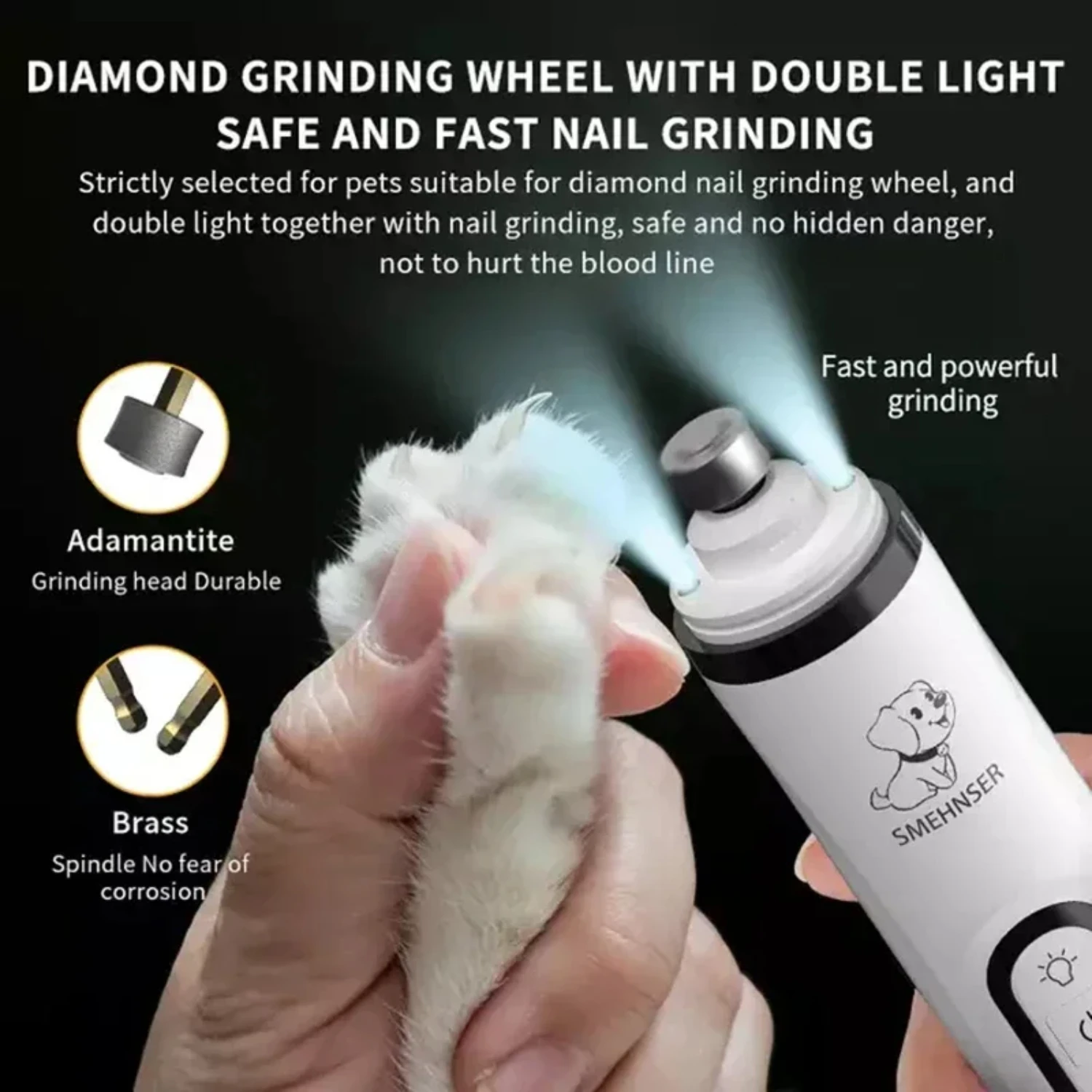 Pet Nail Grinder LED Light Cat Dogs Nail Clippers USB Rechargeable Paws Nail Cutter Grooming Trimmer Pet Supplies