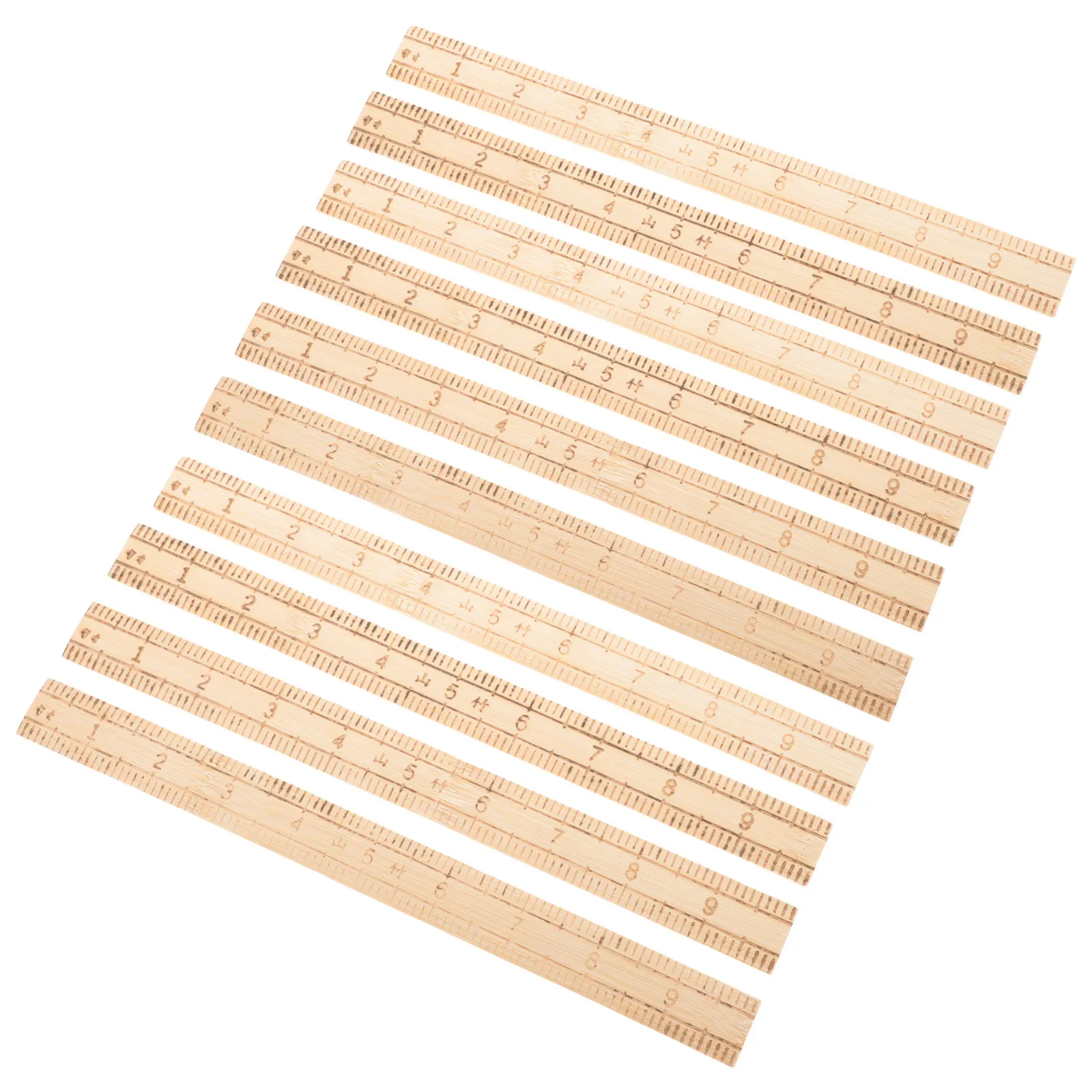 

10Pcs Bamboo Ruler Precision Straight Ruler for Learning Drawing Sewing Office Use Wear Resistant Non Deformable Compact Design