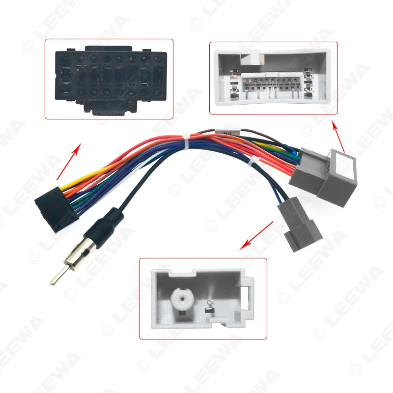 LEEWA Car Media Player Navi Radio Wire Harness with SWC For Honda 14-17 Fit City Greiz Audio Power Cable Adapter #CA3413