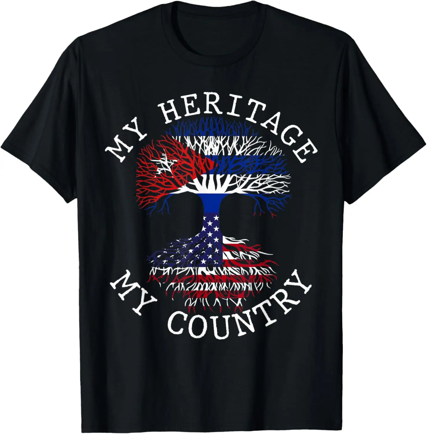 My Heritage My Country Cuban American Flag Root Tree T-Shirt