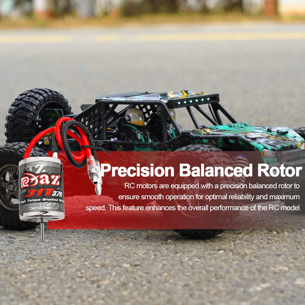 1 peça 31t 370 motor escovado dc motor de alta velocidade motor elétrico rc de alto torque para 1:10 1:12 1:14 1:16 1:24 modelo de rastreador rc
