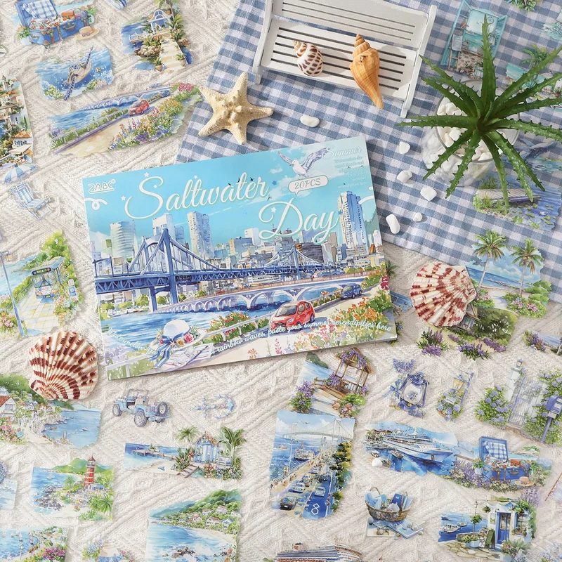 Mr.Paper Four Seasons Scenery 20pcs Sticker Books Large Size Decals For Diy Journal Scrapbooking Nature Theme Decoration Sticker