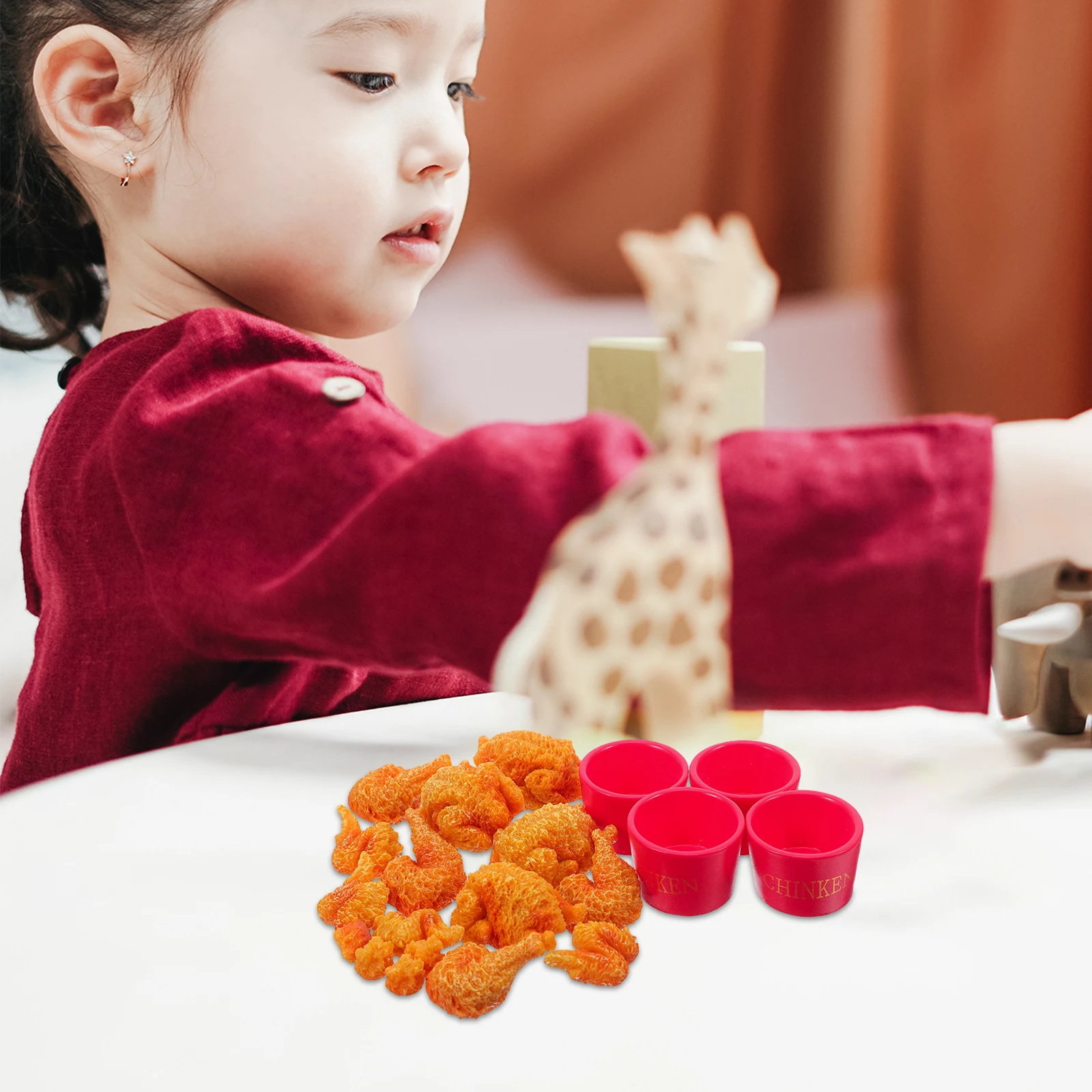 

1 set 1 Set Realistic Artificial Chicken Wings Drumsticks Faux Food For Pretend Play Kitchen Kids Decor Simulated Food Props